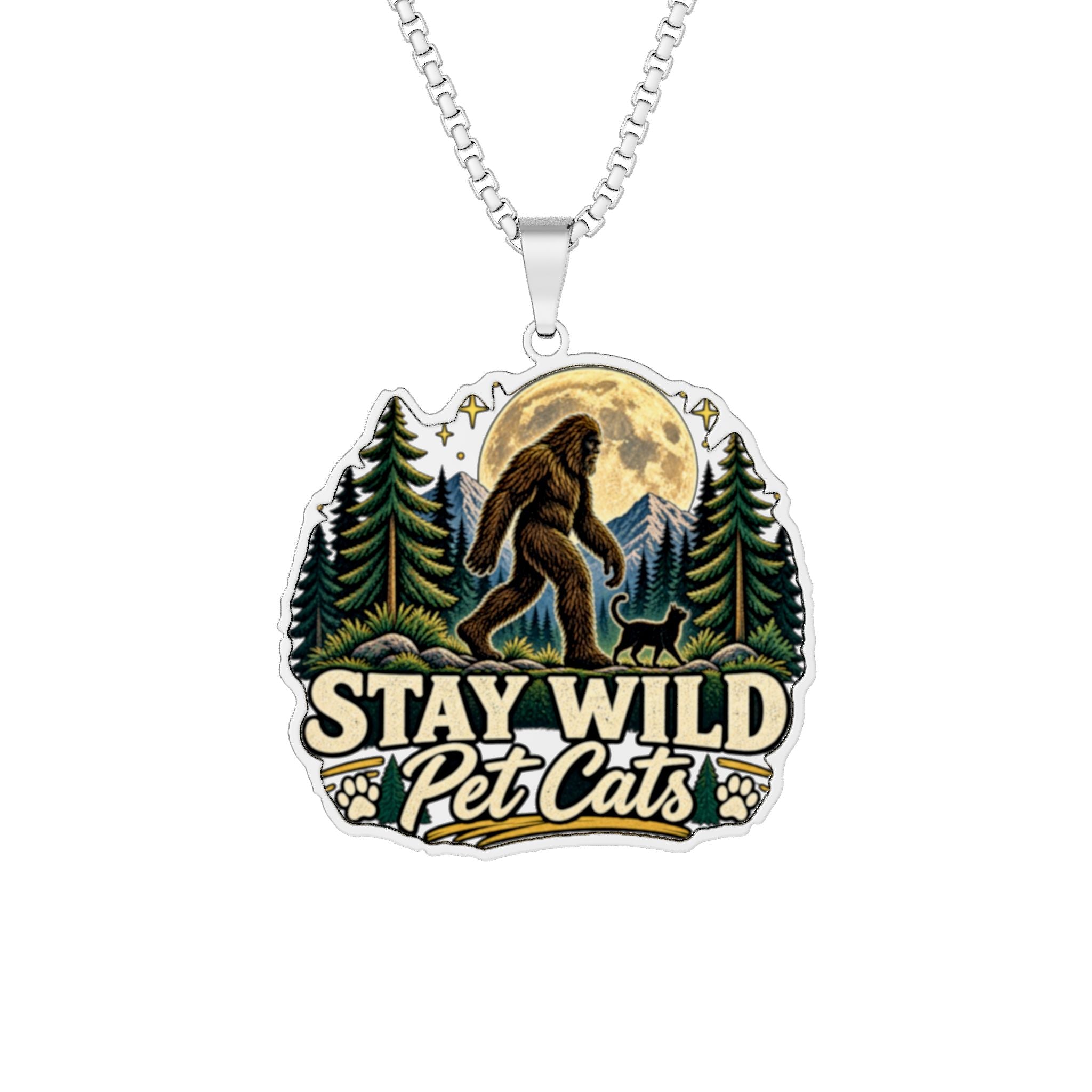 Stay Wild, Pet Cats Bigfoot Necklace | For the Wild at Heart and the Cat Obsessed