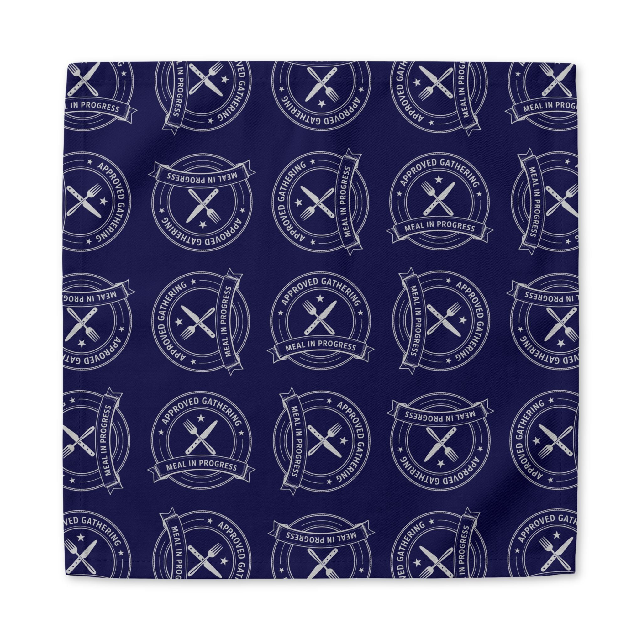 Vintage Bistro Crest Cotton Twill Napkin | Navy Dining Table Accent