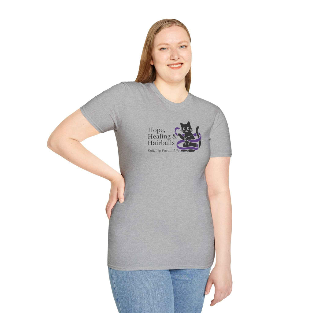 Hope, Healing & Hairballs Cat T-Shirt – Epikitty Parent Awareness Tee