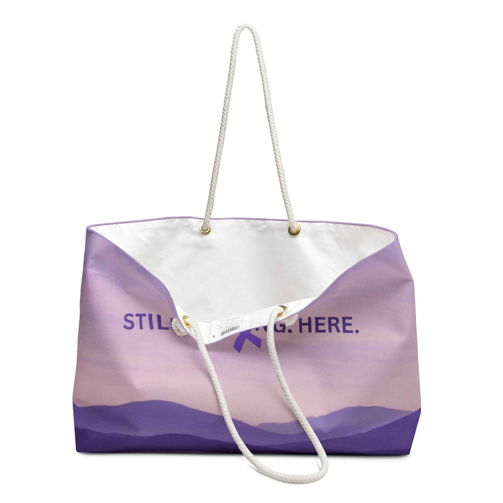 Strength in Stillness – Purple Ribbon Weekender Tote