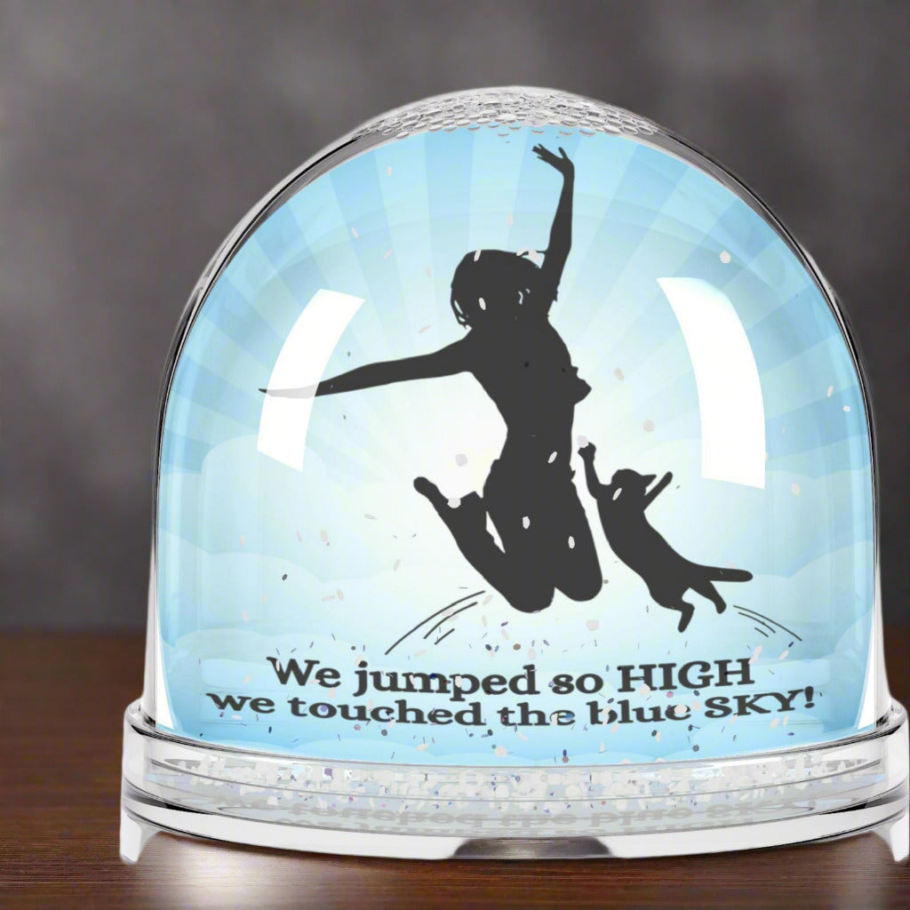 Joyful Cat Lady Snow Globe, Inspirational Decor
