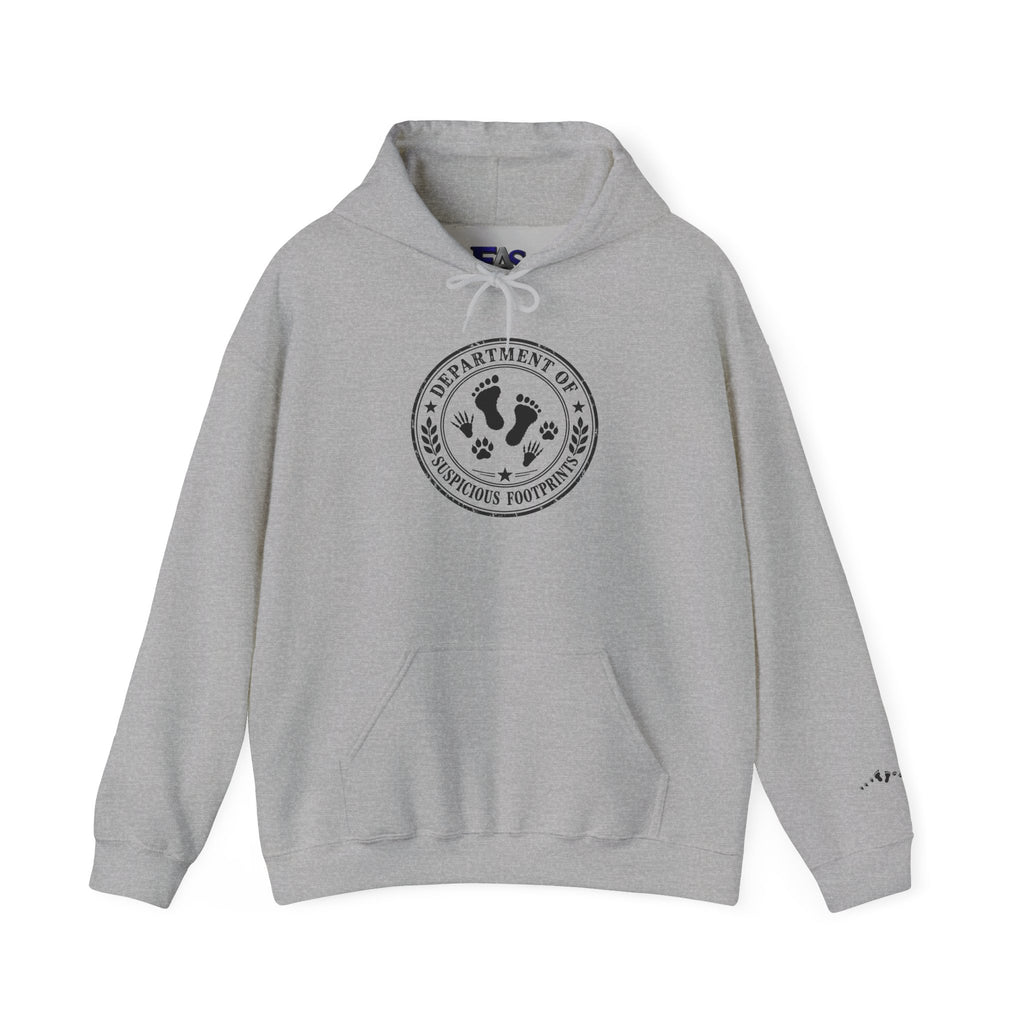 Department of Suspicious Footprints Hoodie | Bigfoot, Raccoon & Cat Cryptid Sweatshirt