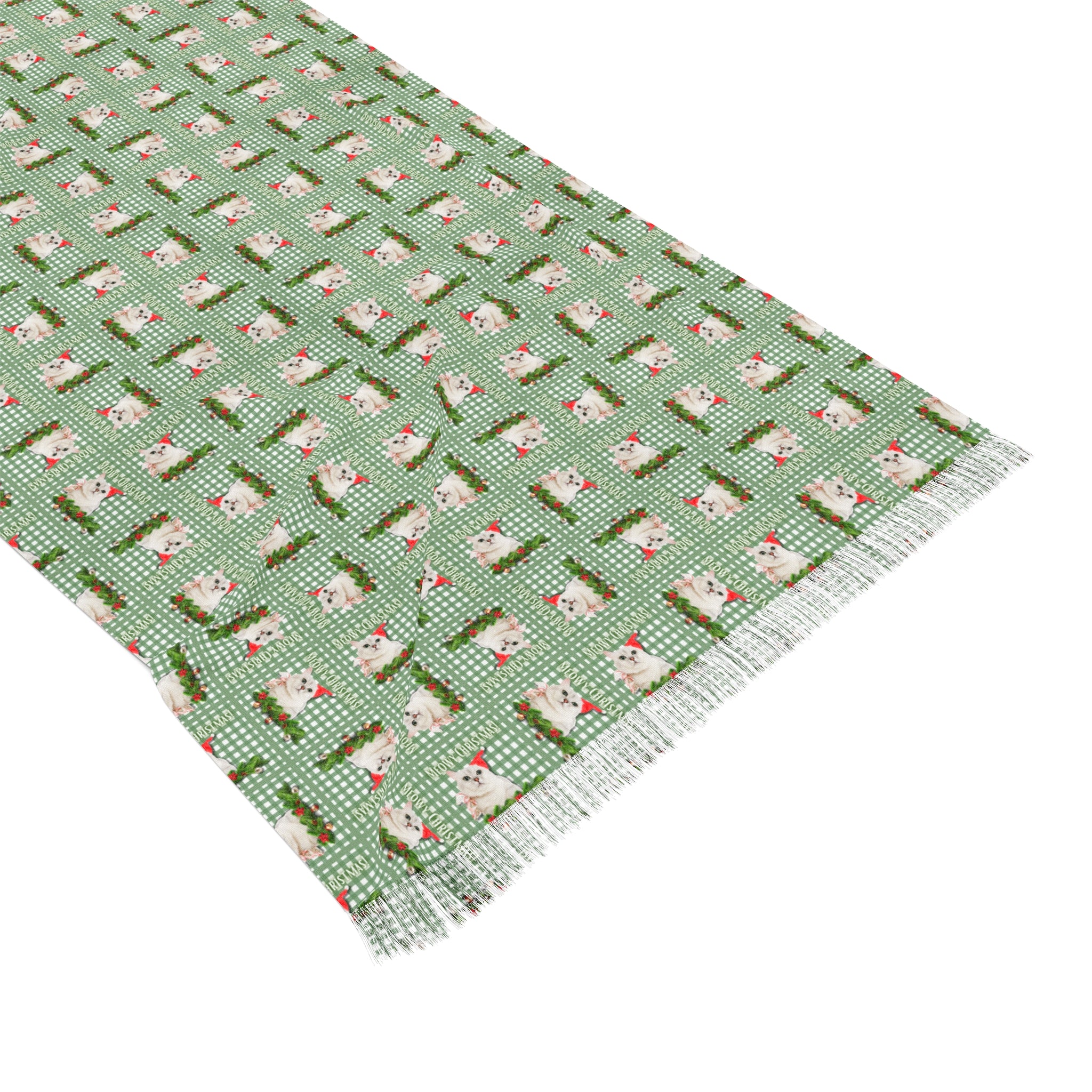 Photo depicting the ​Meowy Christmas Light Scarf from EpiAl's Shop.