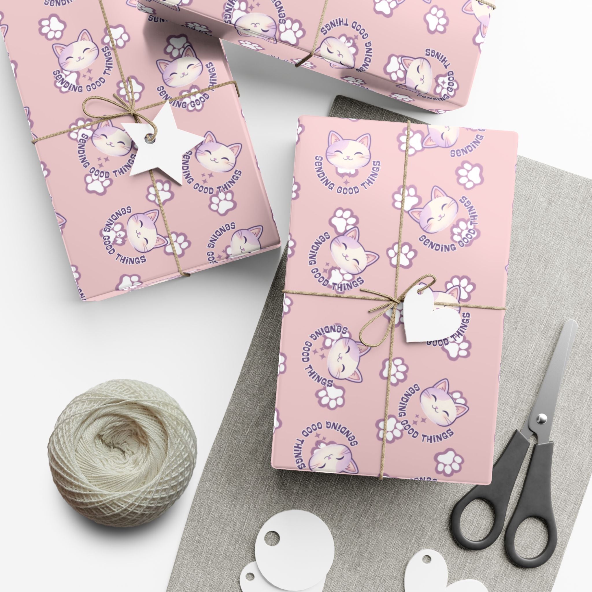 Smiling Cat Pattern Gift Wrap | All-Purpose Wrapping Paper