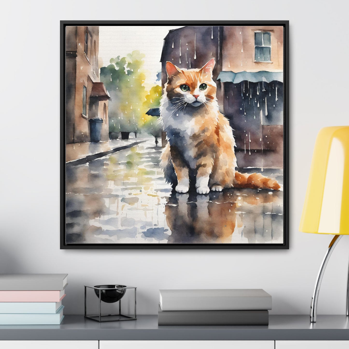 Watercolor Cat Gallery Canvas Wraps, Square Frame - Canvas - Epileptic Al’s Shop
