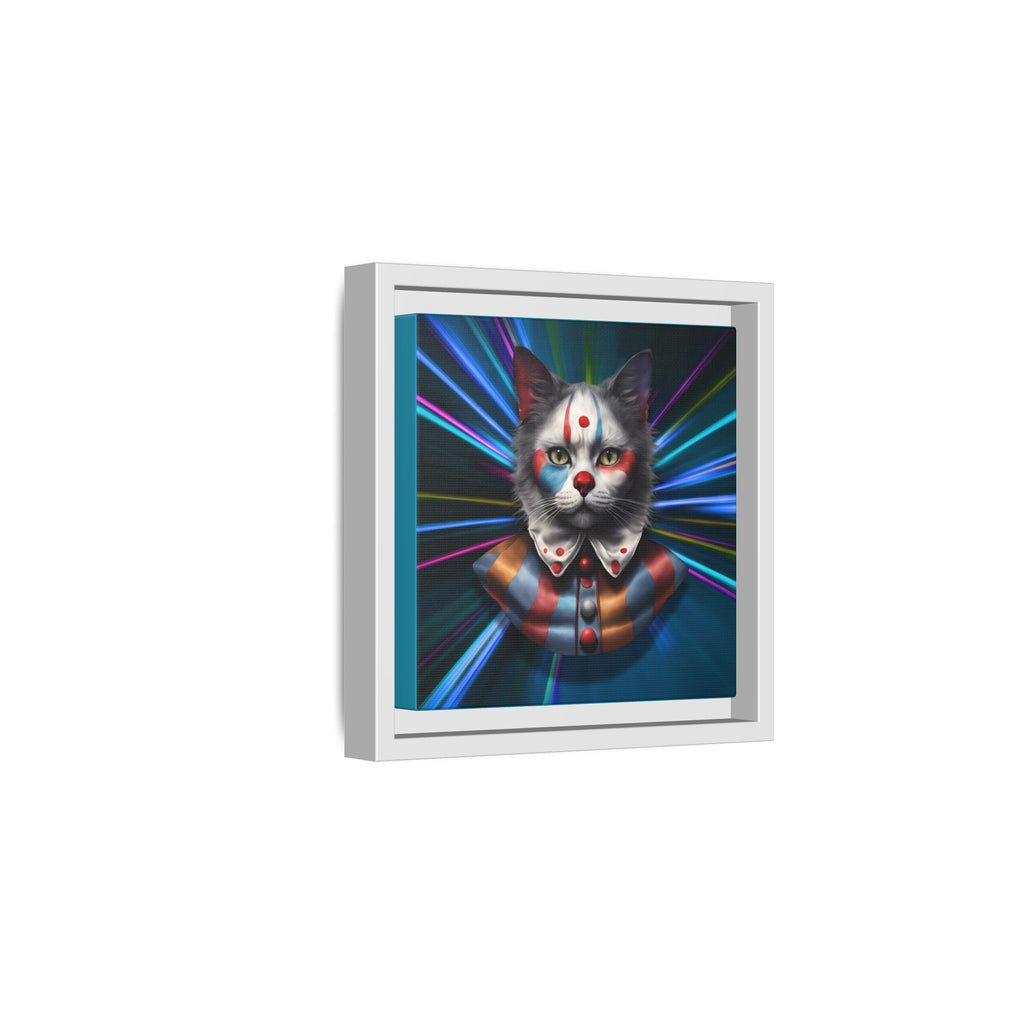 Colorful Cat Clown Framed Canvas Art – Quirky Home Decor for Pet Lovers
