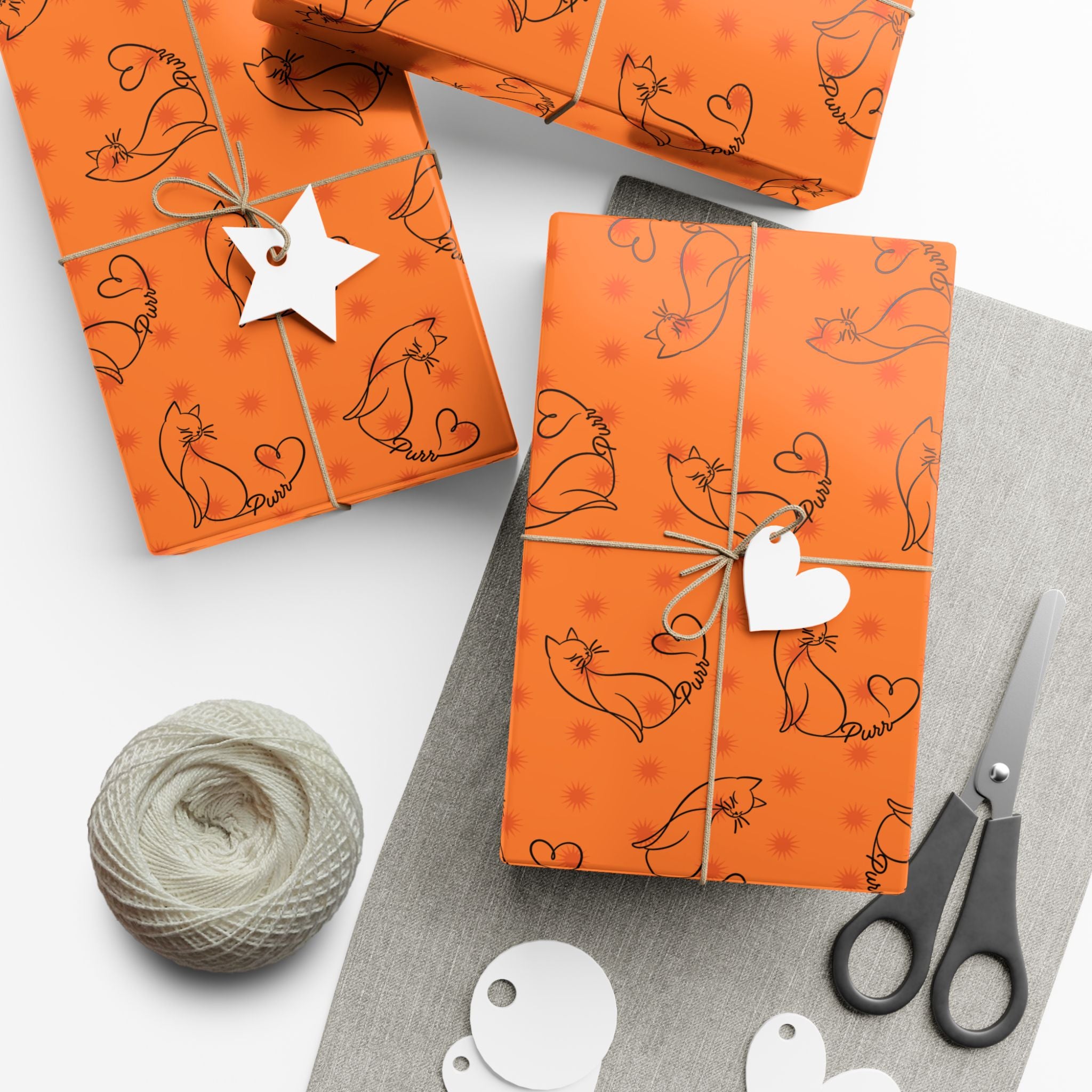 Purr Pattern All-Occasion Gift Wrap – Cat Line Art Wrapping Paper