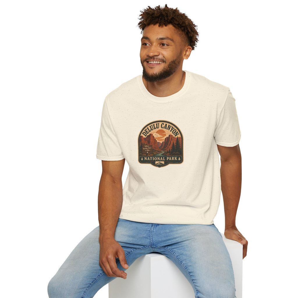 Delulu Canyon National Park Unisex T-Shirt | Funny Retro National Park Parody Tee
