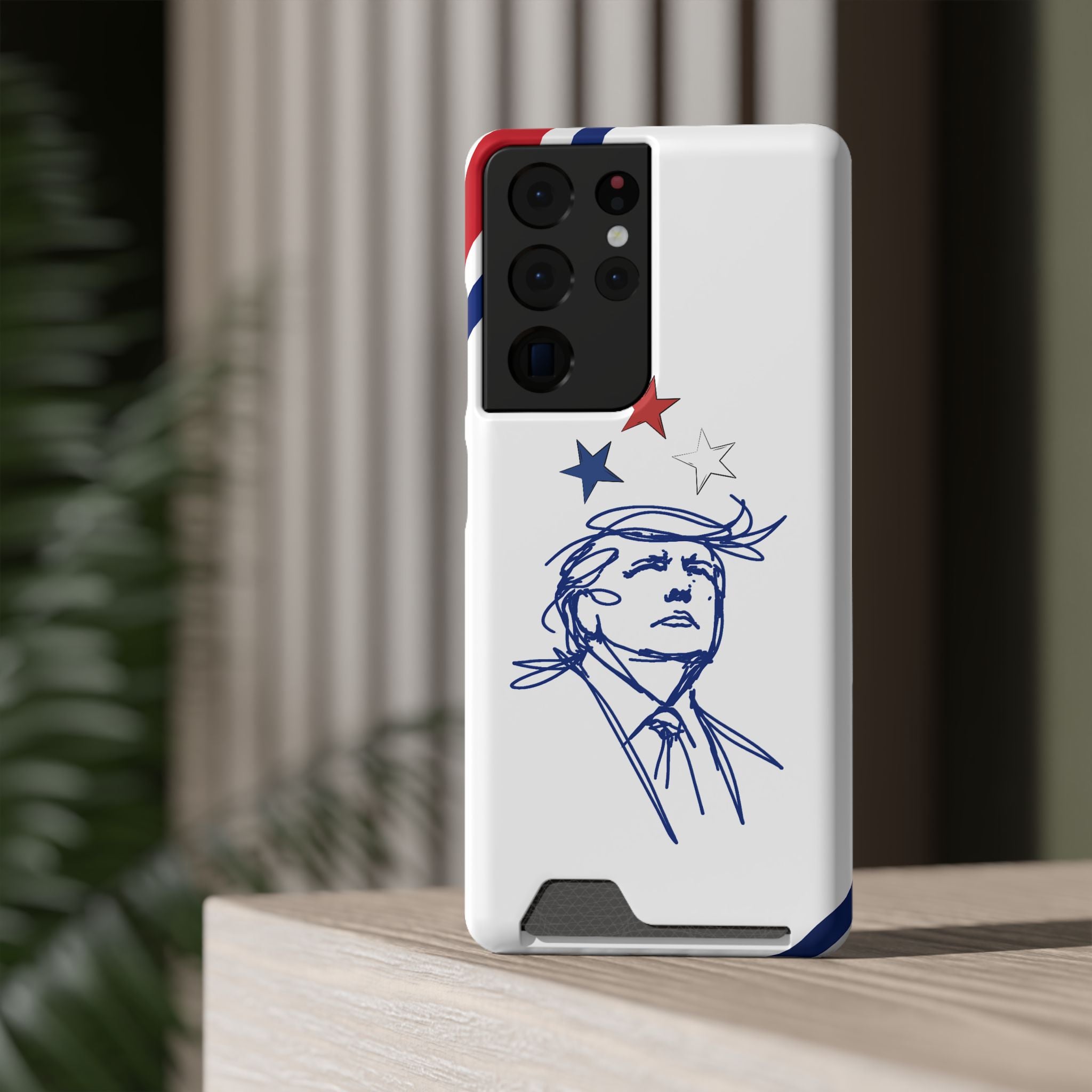Swoop Guy iPhone Case – Minimal Line Portrait Patriotic Design, Slim Protective Case with Card Slot