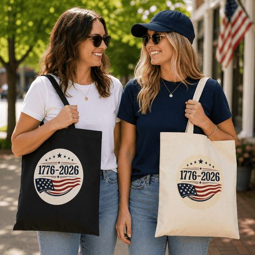 1776–2026 Patriotic Canvas Tote Bag | Vintage Americana USA Carryall - Bags, Carryall - EpiAl's Shop