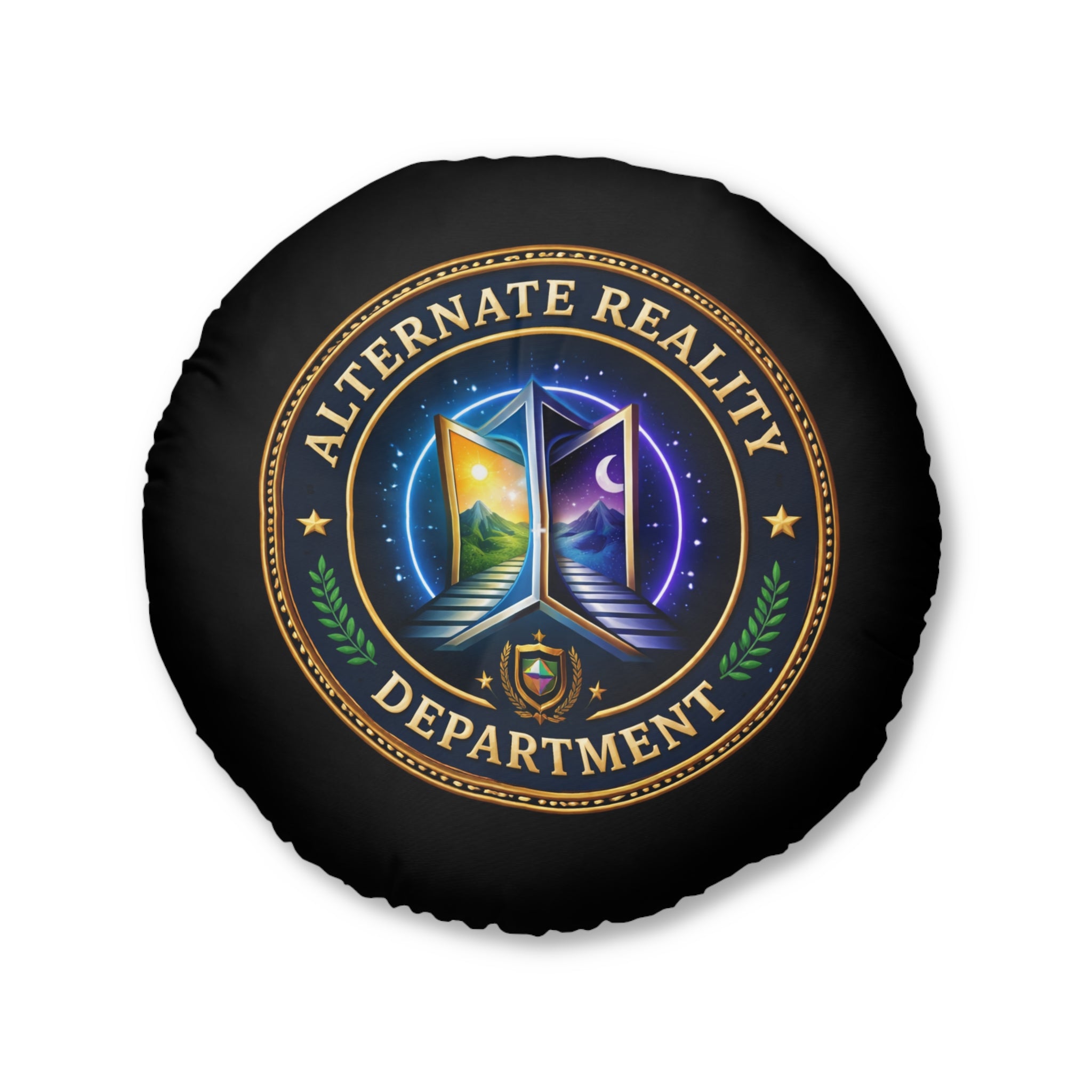 Alternate Reality Department Round Floor Pillow – Political Satire Statement Cushion (26” or 30”)