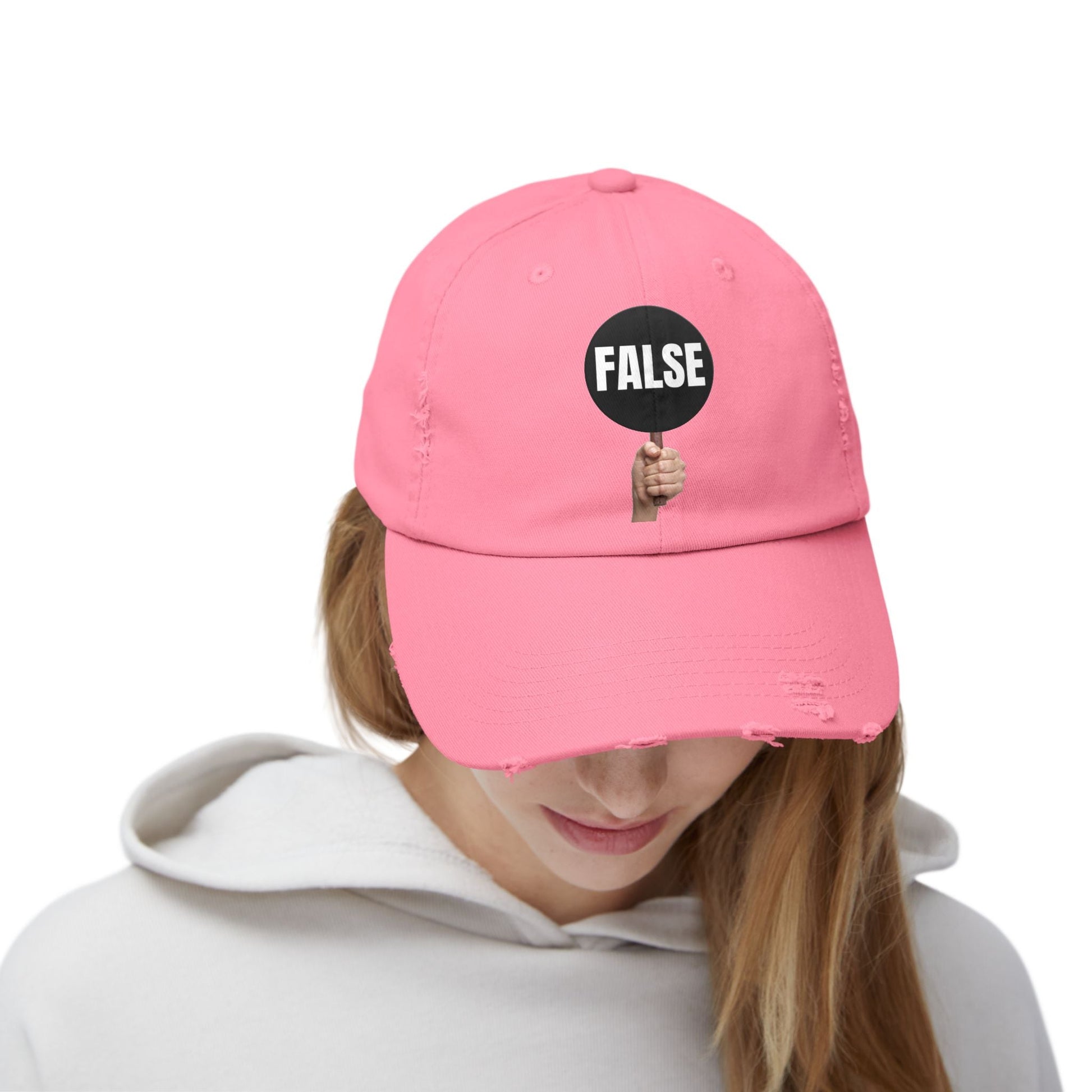 False Sign Unisex Distressed Cap Printify