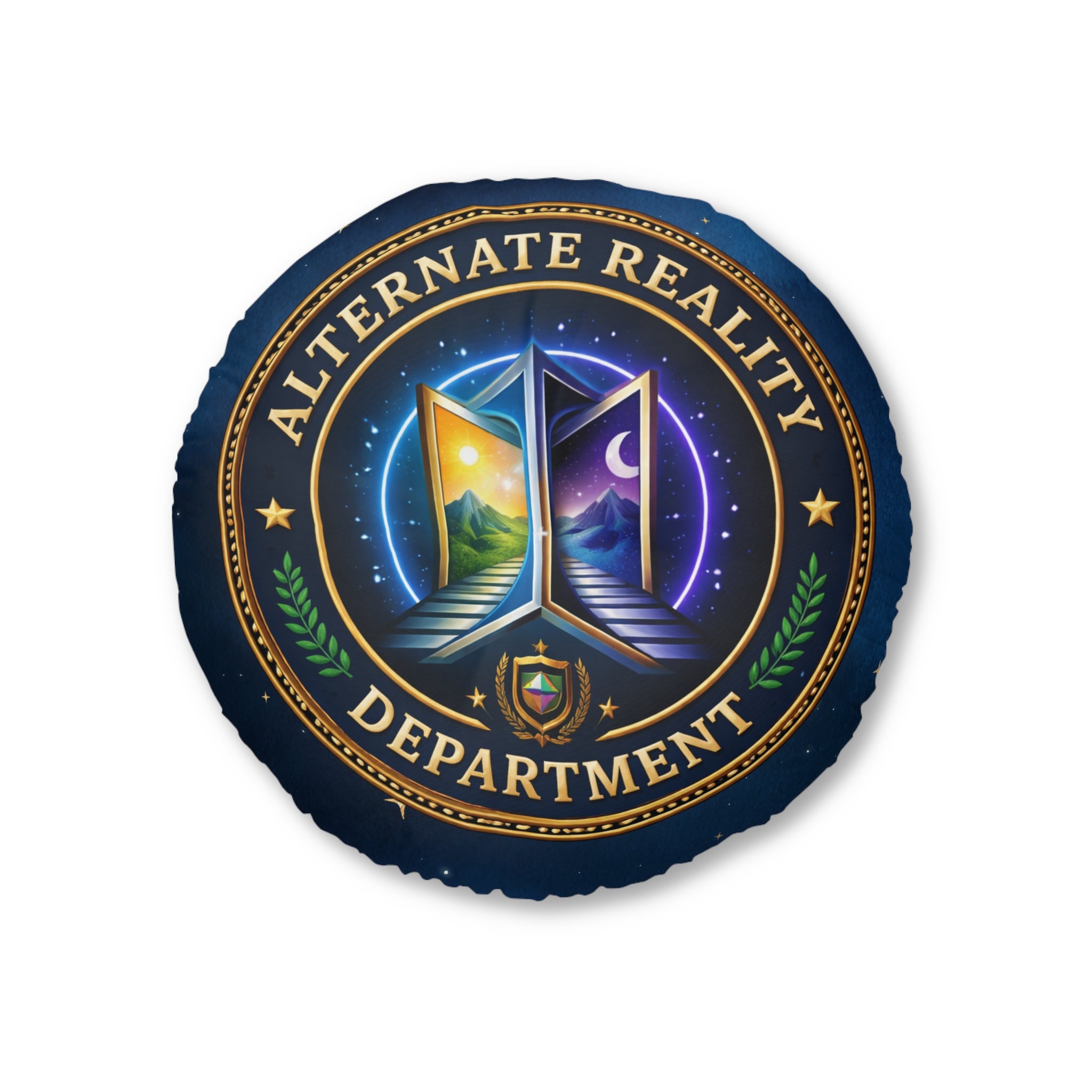 Alternate Reality Department Round Floor Pillow – Political Satire Statement Cushion (26” or 30”)