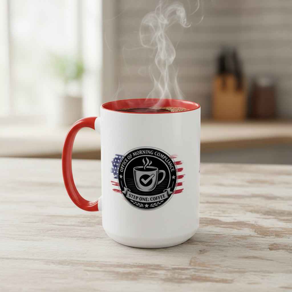 Office of Morning Compliance Coffee Mug – “Step One: Coffee” Official Seal Cup