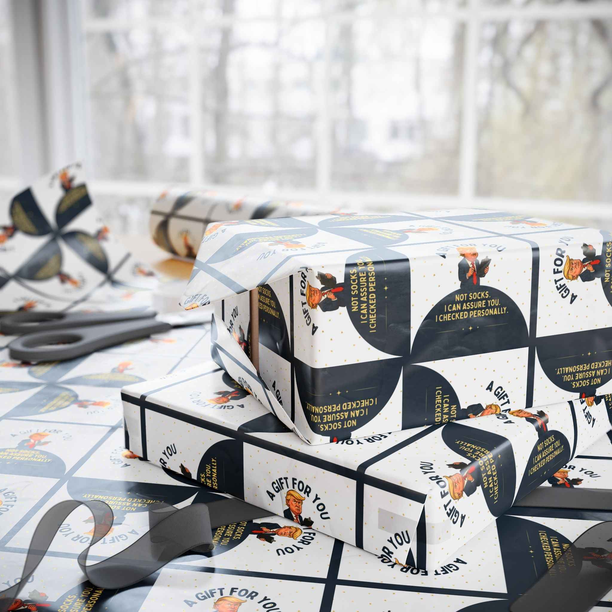 “Not Socks” Wrapping Paper — Political Parody Gift Wrap