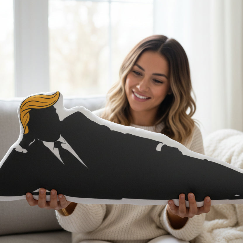 Totally Unbothered Silhouette Shaped Pillow – Absurd Political Parody Pillow