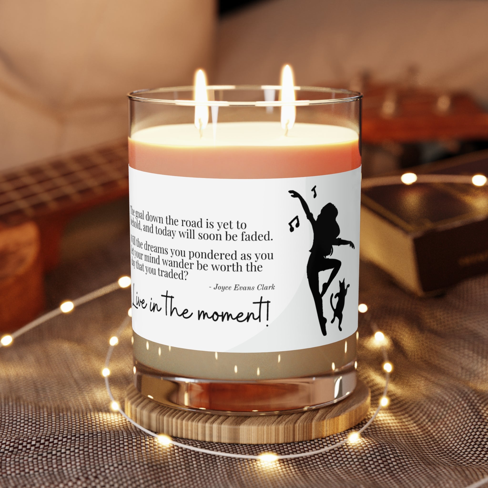 Photo depicting the ​Live in the Moment Scented Candle - Full Glass, 11oz from EpiAl's Shop.
