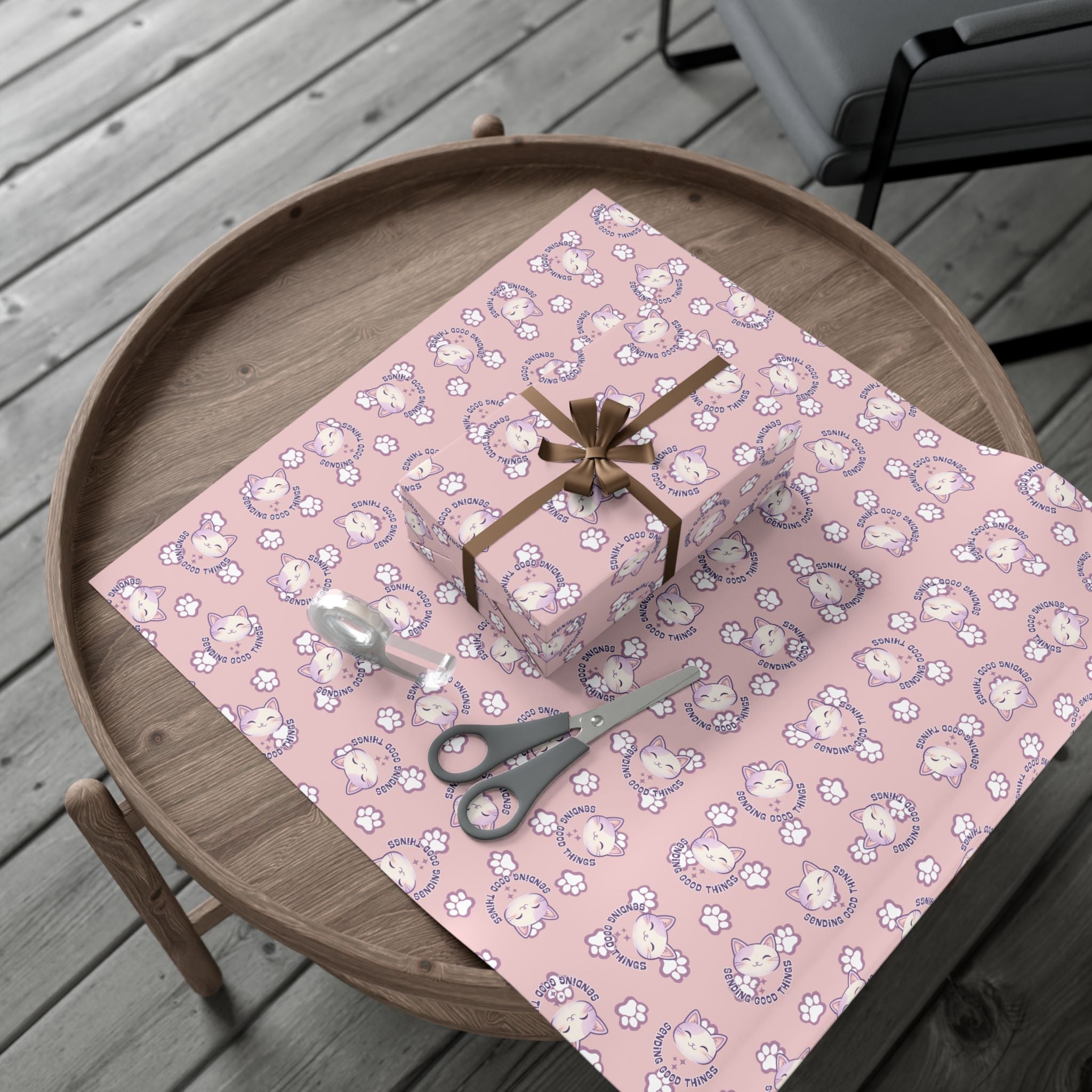 Smiling Cat Pattern Gift Wrap | All-Purpose Wrapping Paper