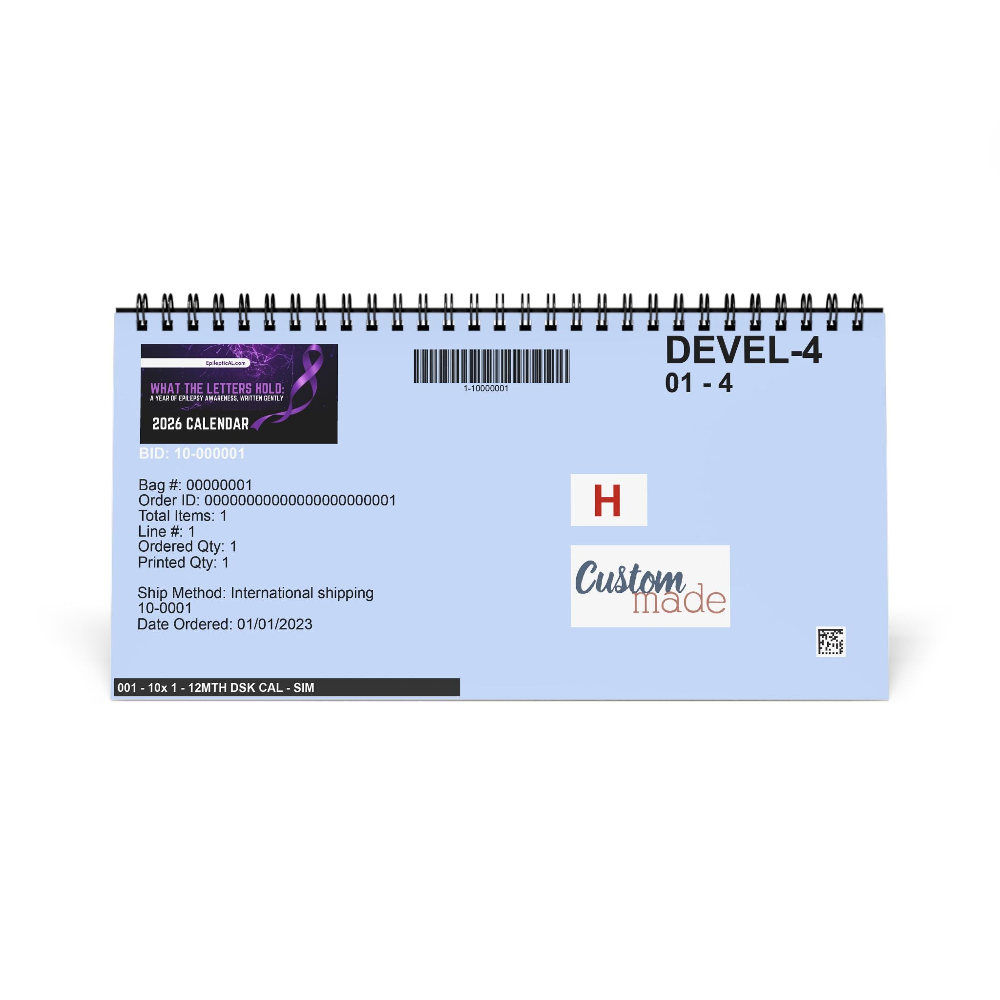 What the Letters Hold – 2026 Epilepsy Awareness Desk Calendar