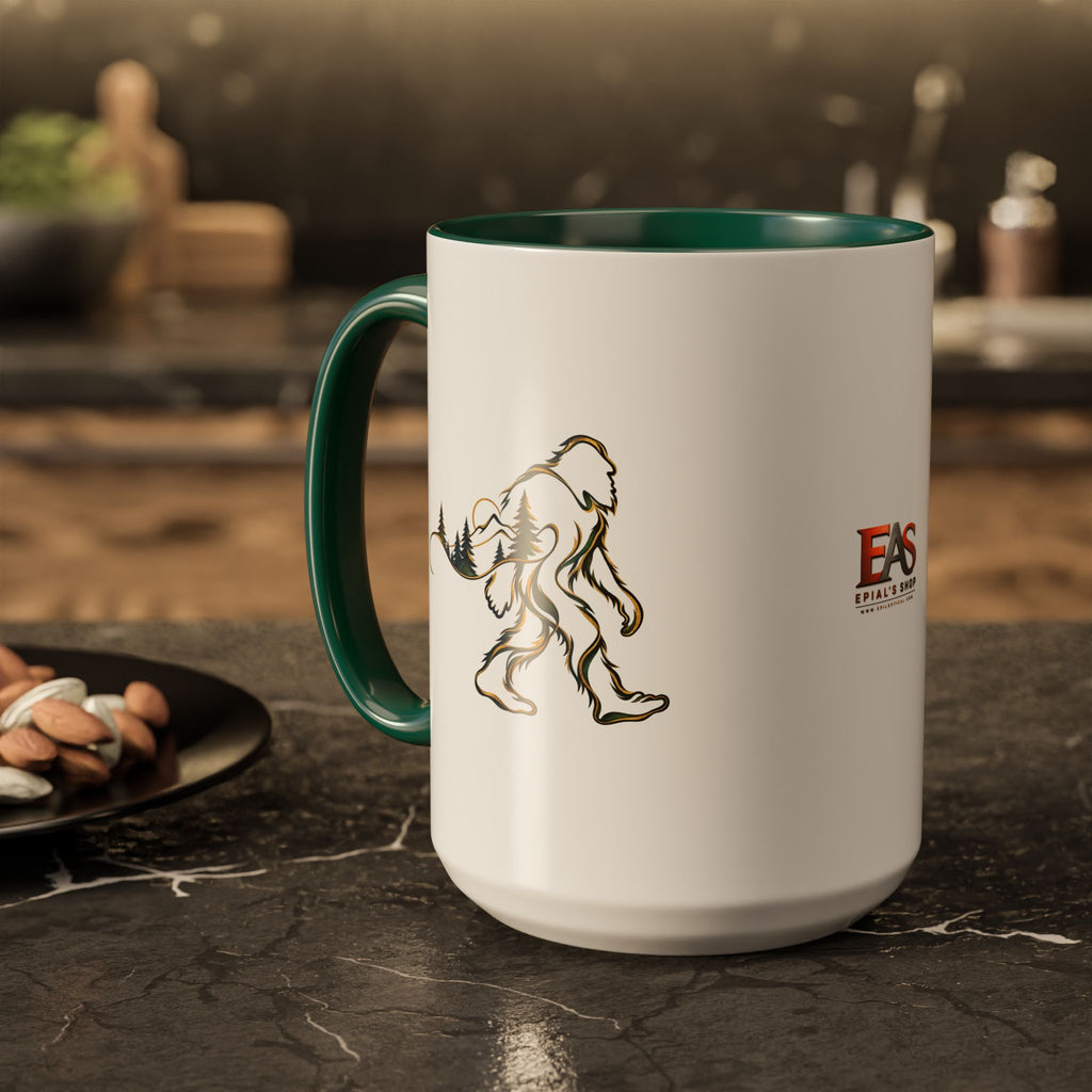 Barely There Bigfoot Ceramic Mug | Abstract Sasquatch Forest Art | 11oz & 15oz