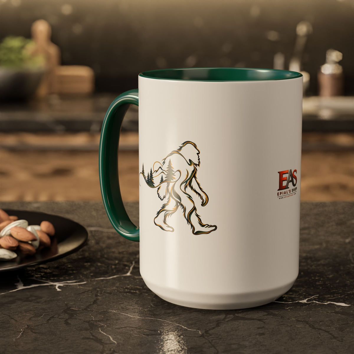 Barely There Bigfoot Ceramic Mug | Abstract Sasquatch Forest Art | 11oz & 15oz