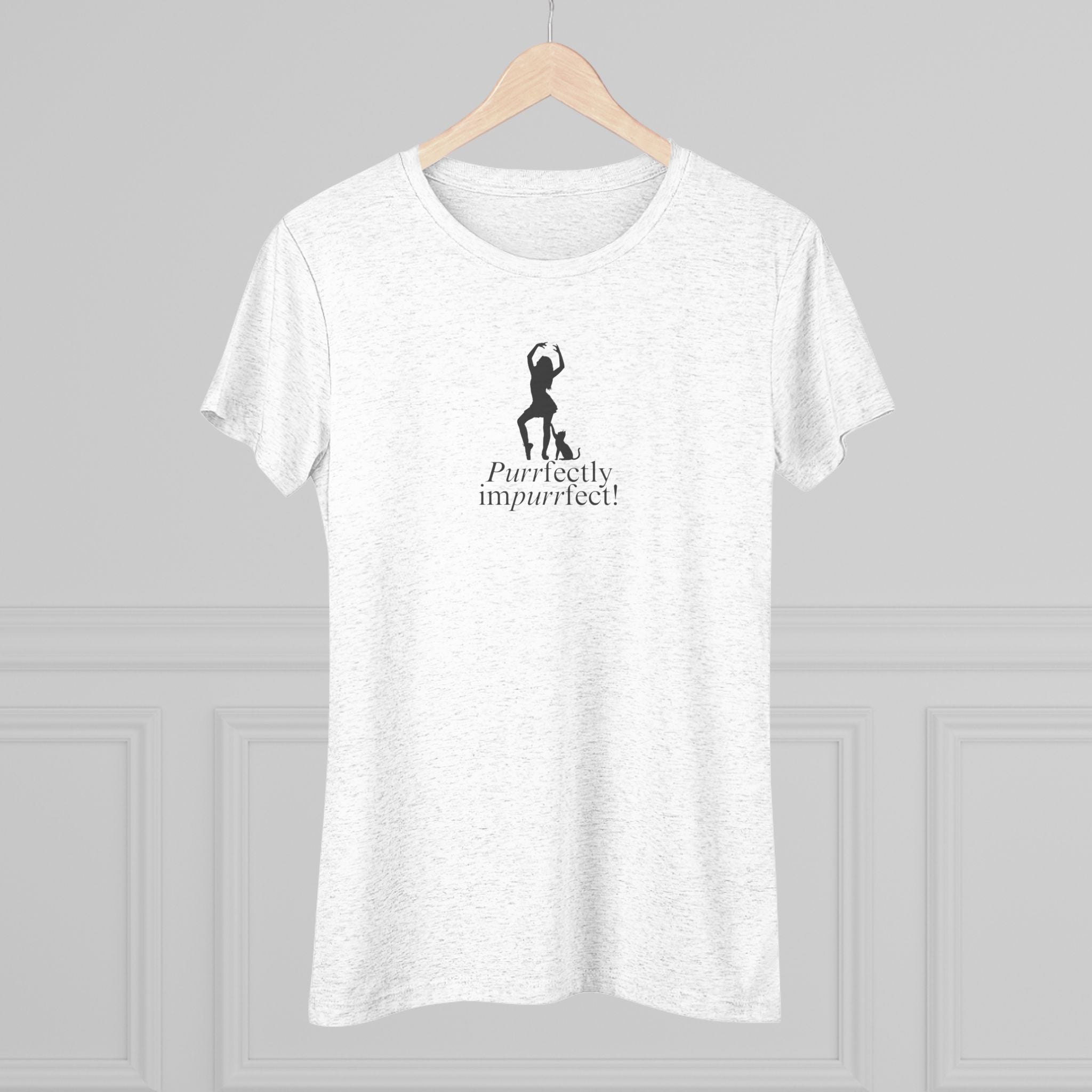 Photo depicting the ​Purrfectly Impurrfect Women's Triblend Tee from EpiAl's Shop.