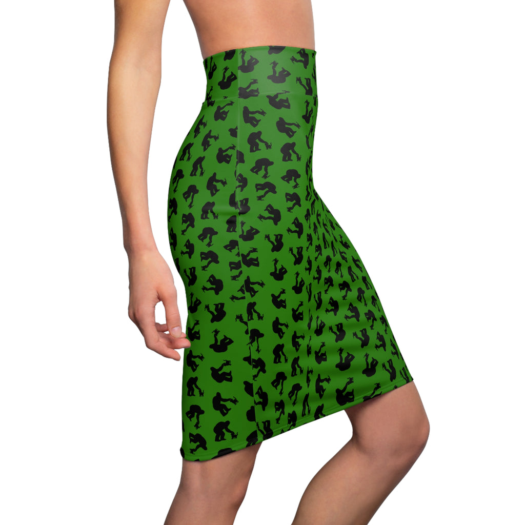Bigfoot and Kitty Green Pencil Skirt