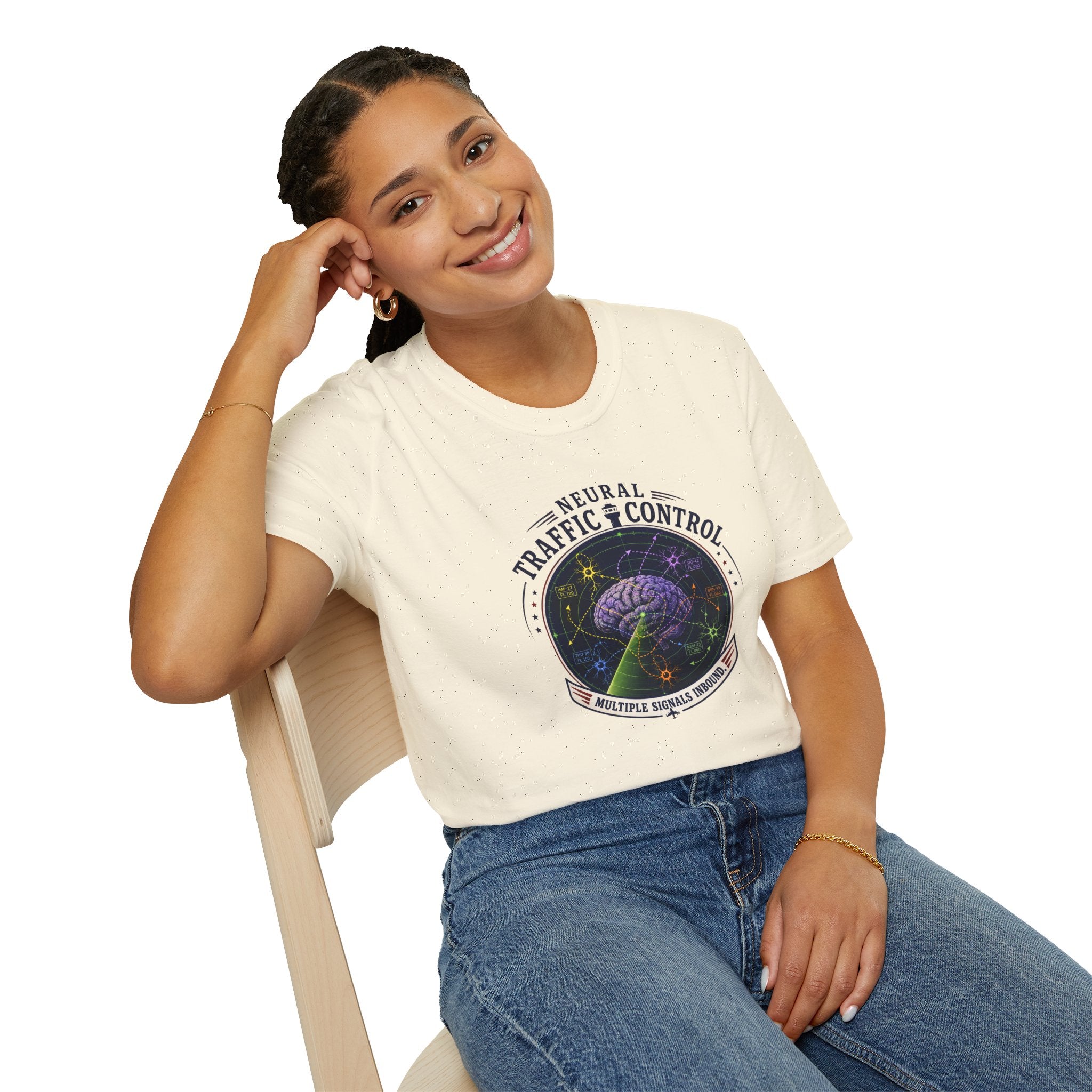 Neural Traffic Control T-Shirt | Brain Radar Graphic Tee