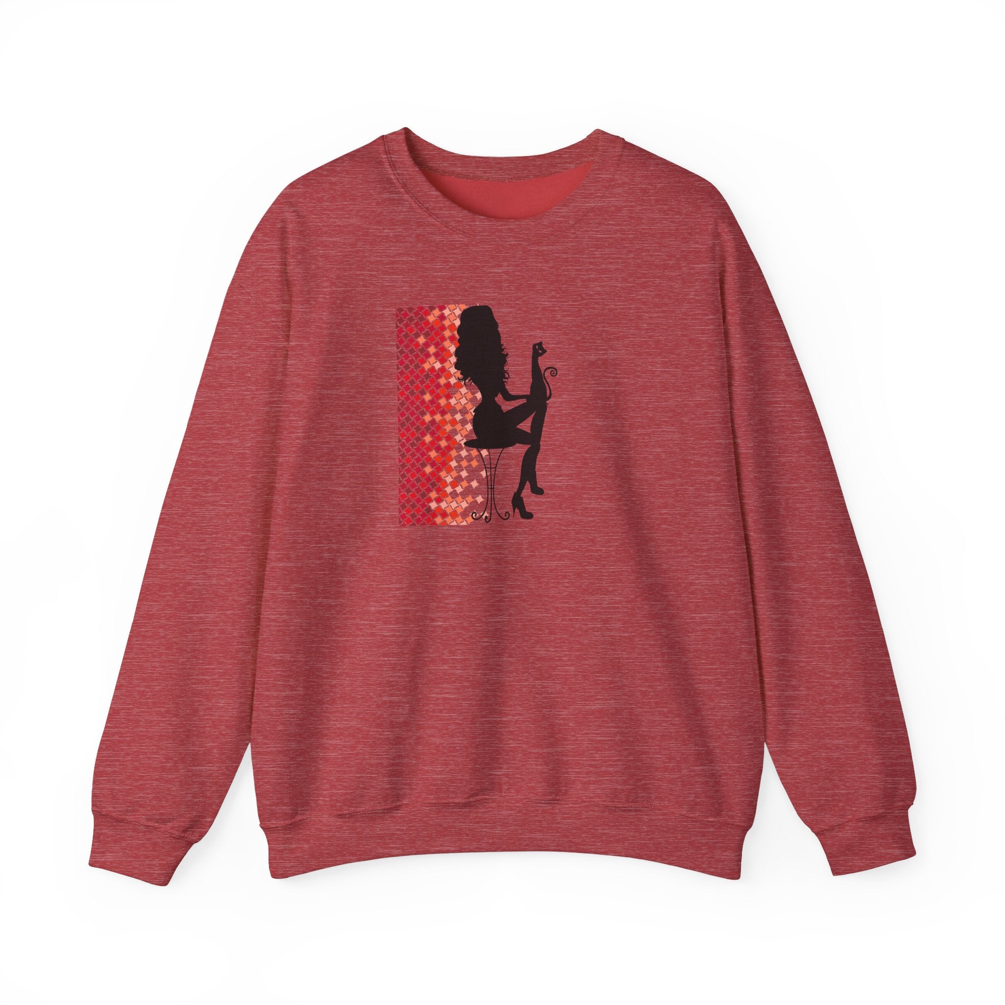 Photo depicting the ​Poised Cat Lady Heavy Blend™ Crewneck Sweatshirt from EpiAl's Shop.