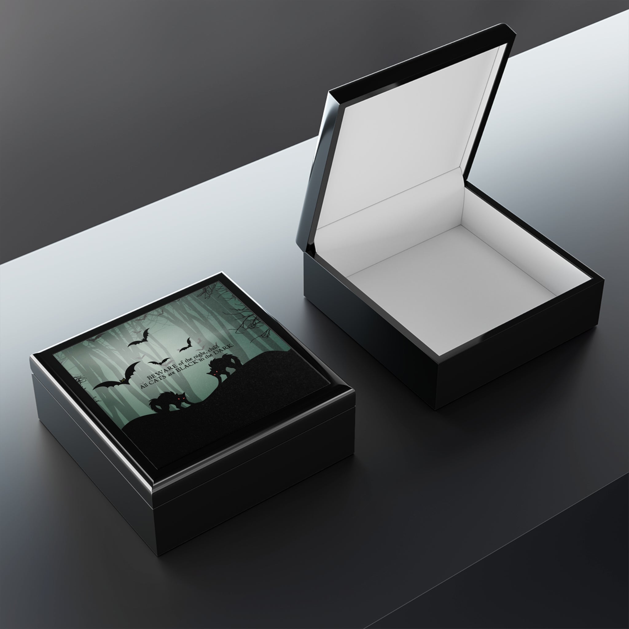 Photo depicting the ​Beware of the Night Jewelry Box from EpiAl's Shop.