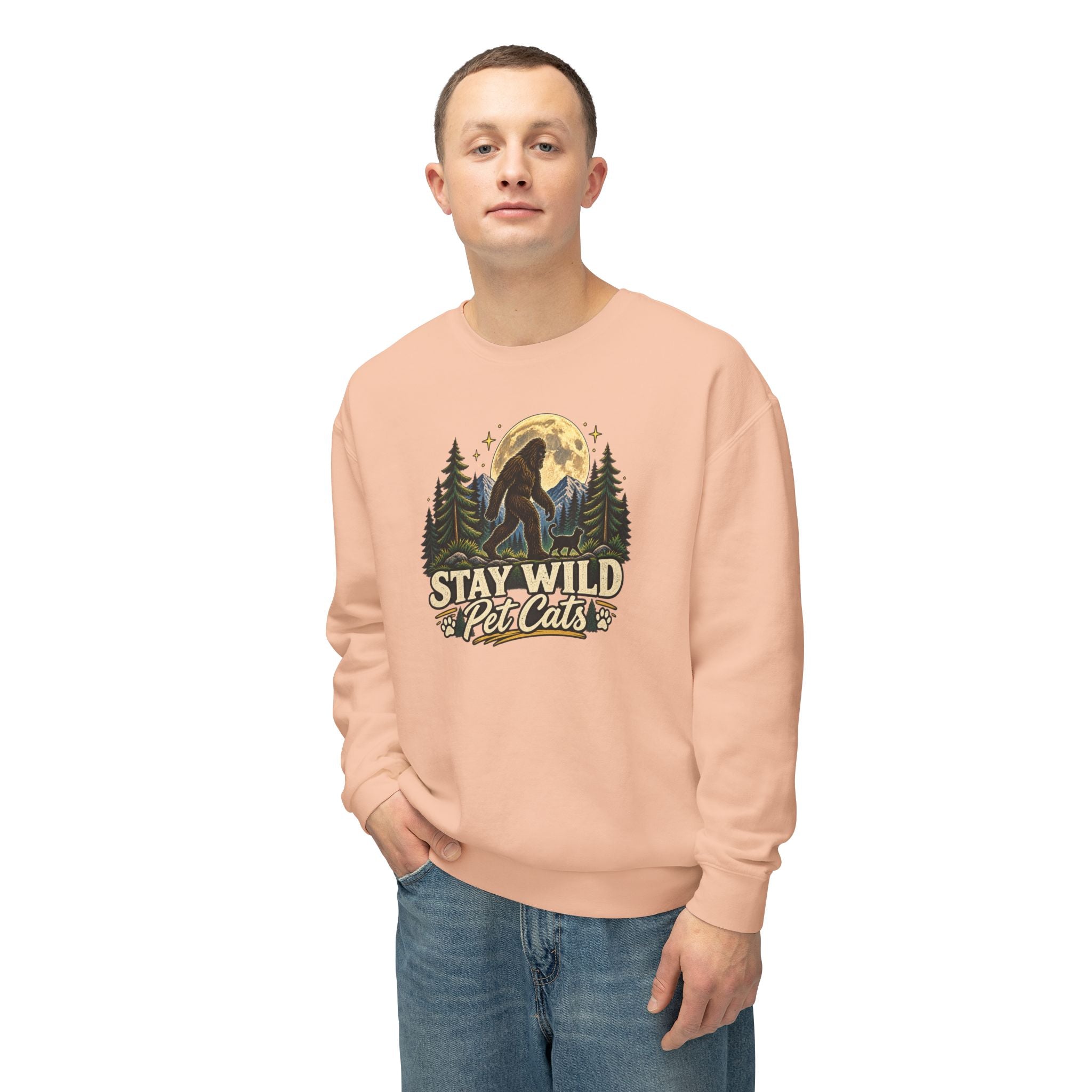 Stay Wild Pet Cats Sasquatch Crewneck Sweatshirt