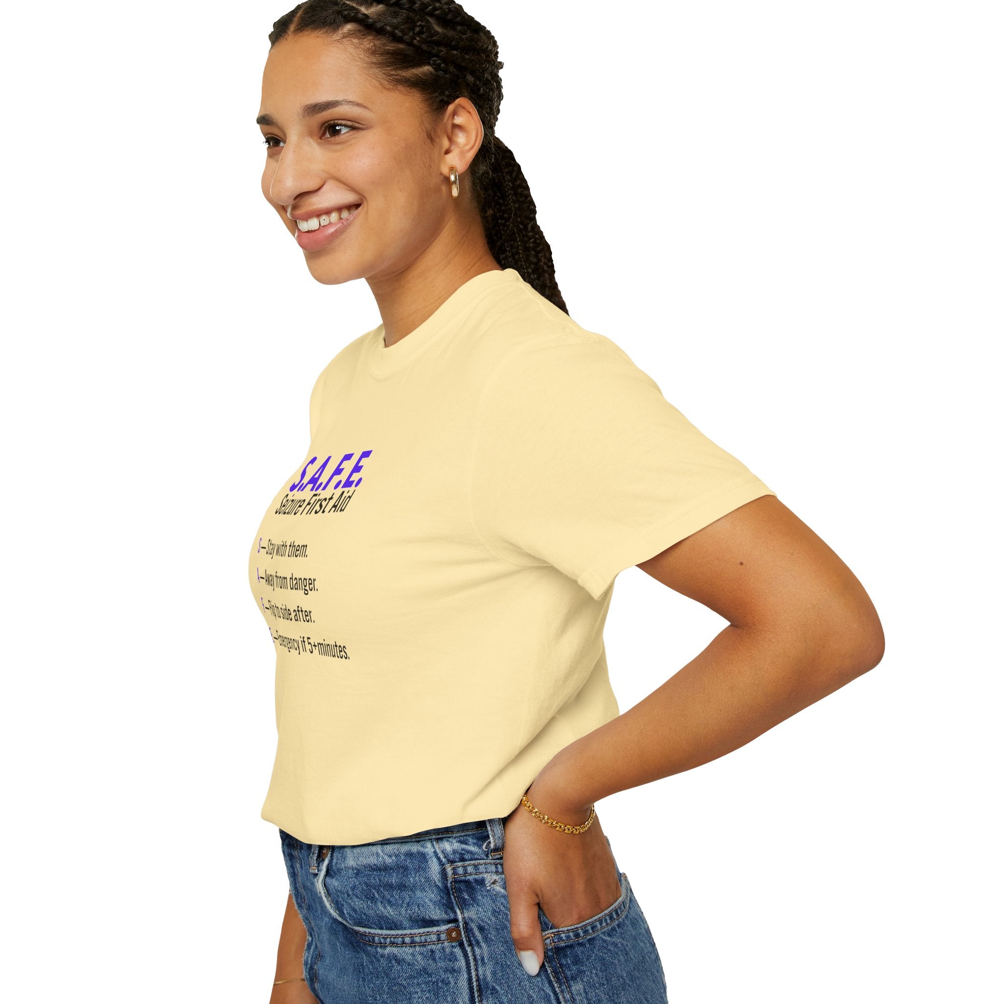 S.A.F.E. Seizure First Aid T-Shirt – Epilepsy Awareness Education Tee
