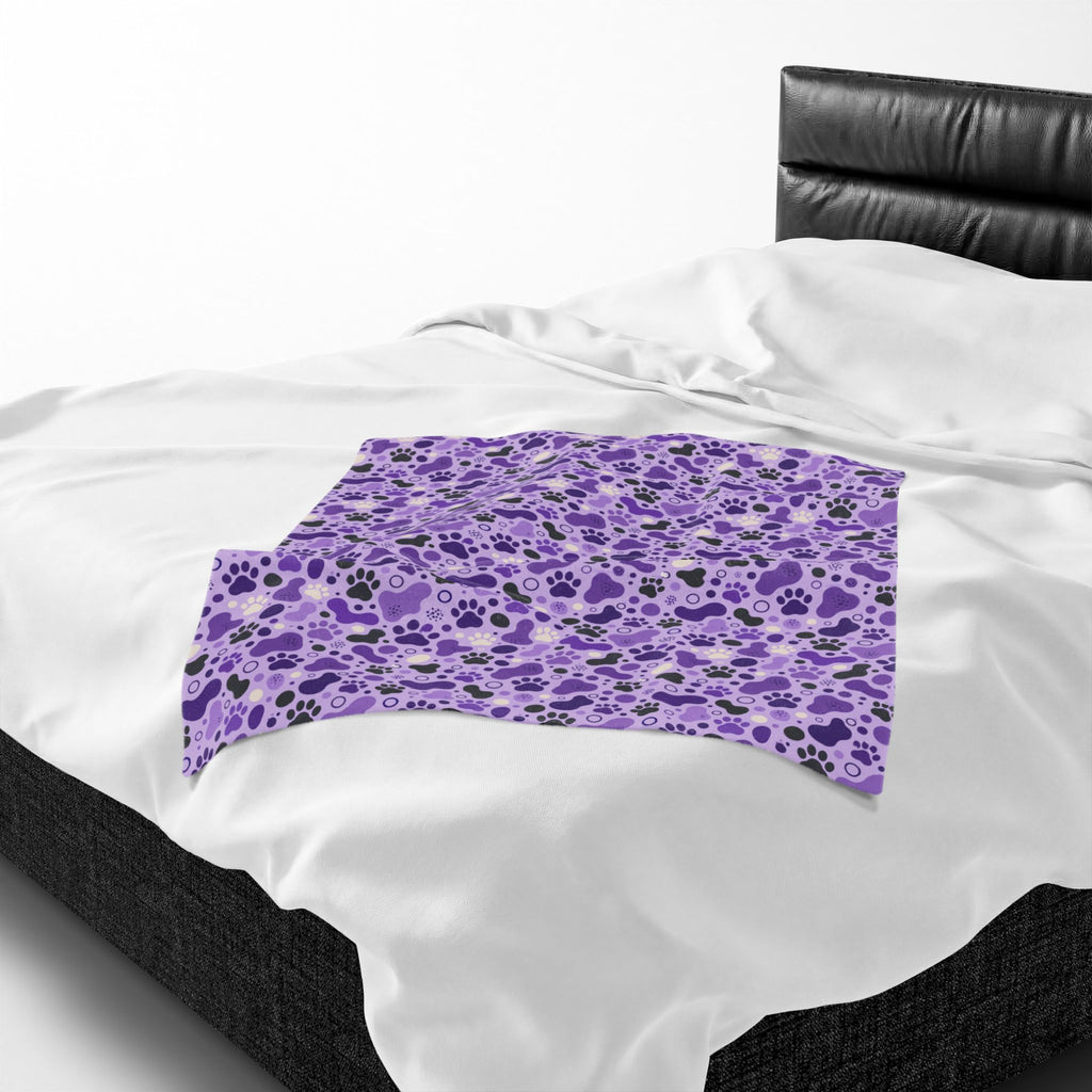 Purple Paw Print Plush Blanket | Cat & Dog Lover Cozy Throw Blanket