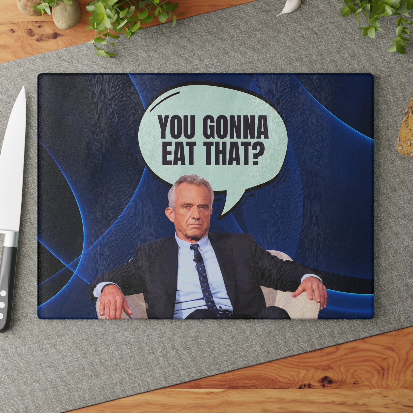 Funny Glass Cutting Board - 'You Gonna Eat That?' Kitchen Decor for Chefs and Foodies