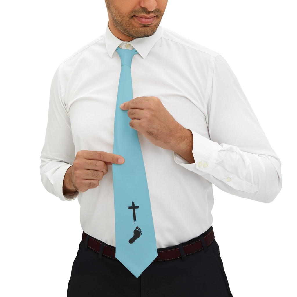 Jesus & Bigfoot Necktie – Cross and Sasquatch Footprint Tie