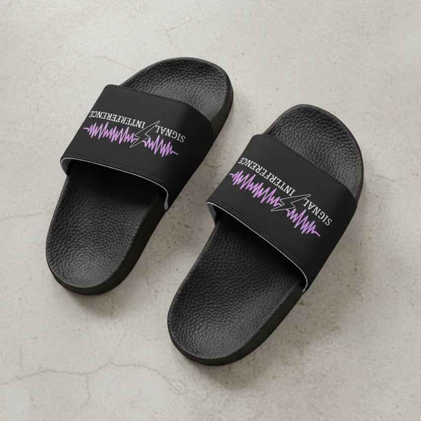 Signal Interference Slide Sandals – Purple Epilepsy Awareness Comfort Slides
