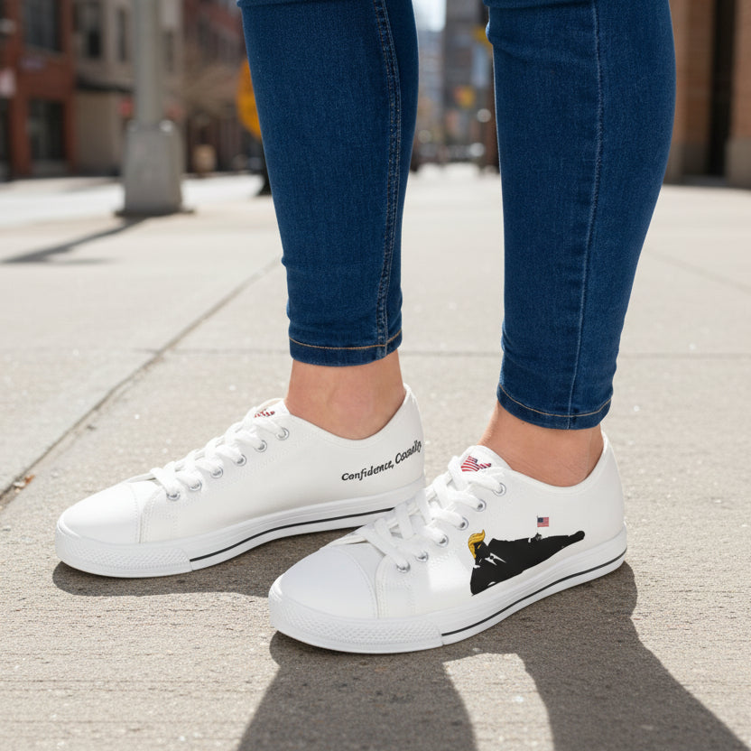 Confidence, Casually – Political Parody Low Top Sneakers for Women
