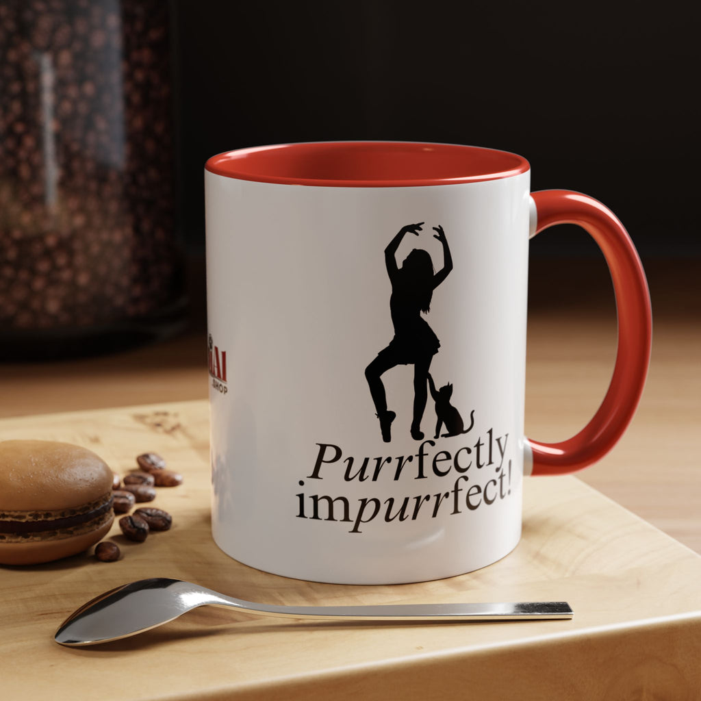 Photo depicting the ​Purrfectly Impurrfect Accent Coffee Mug (11, 15oz) from EpiAl's Shop.