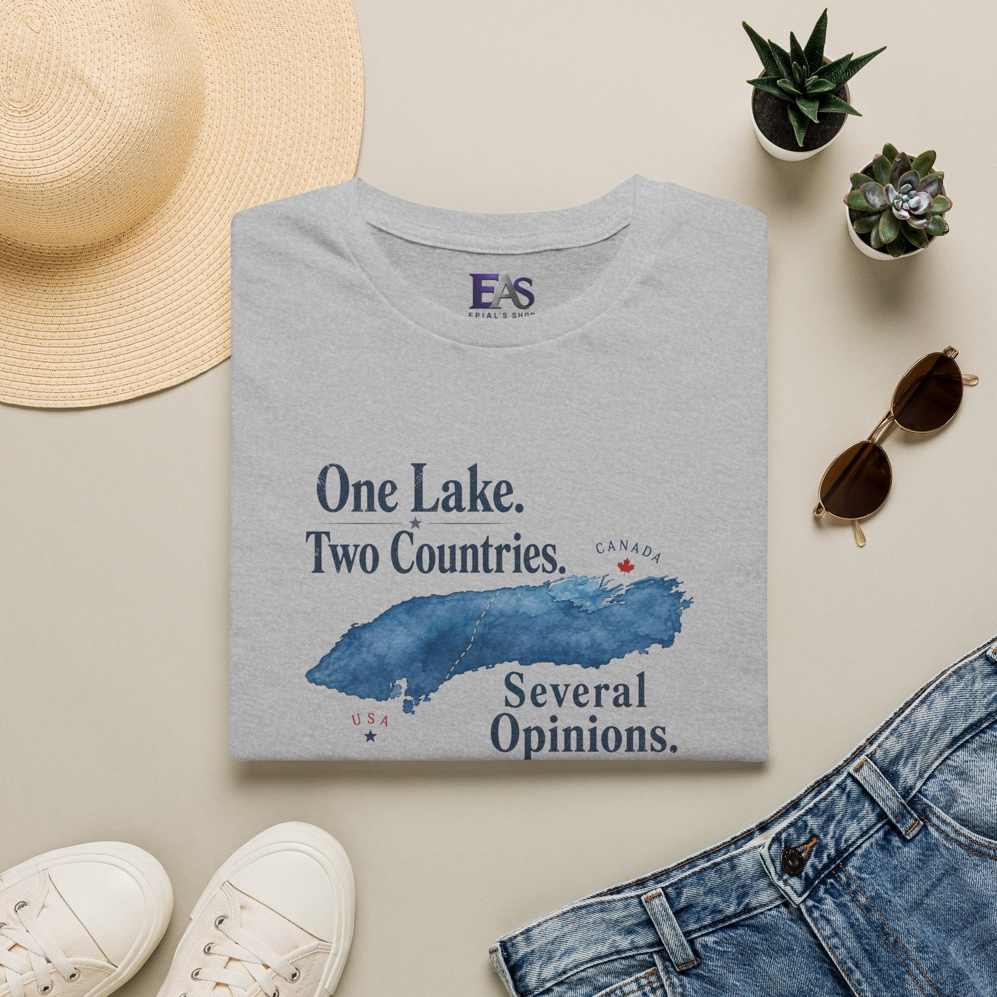 One Lake. Two Countries. Several Opinions. Lake Ontario Humor T-Shirt