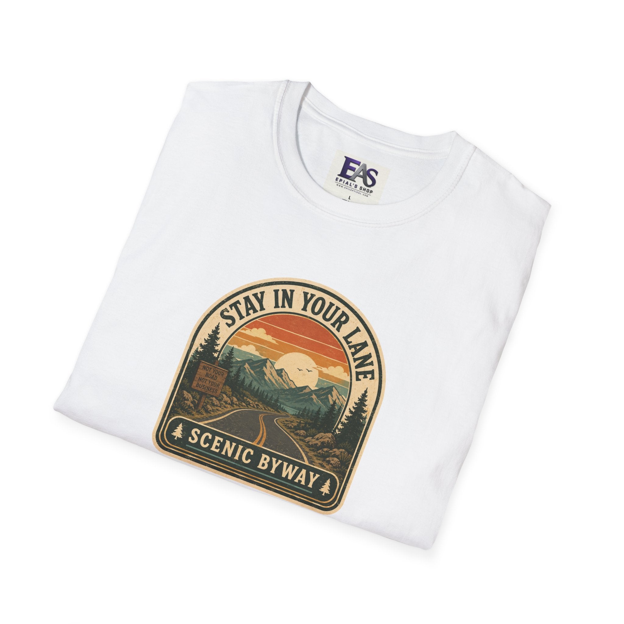 Stay in Your Lane Scenic Byway Unisex T-Shirt | Retro Road Trip Graphic Tee