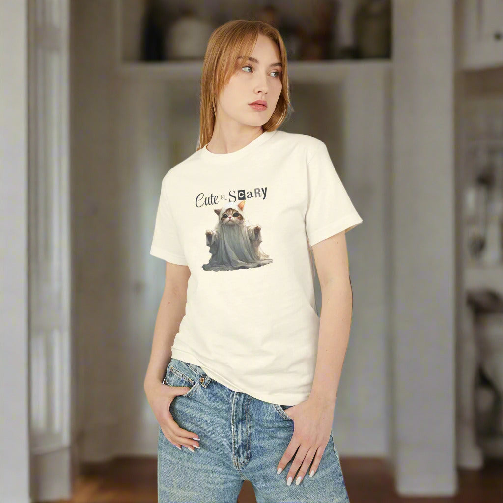 Cute & Scary Ghost Kitty Unisex Tee, Halloween Shirt