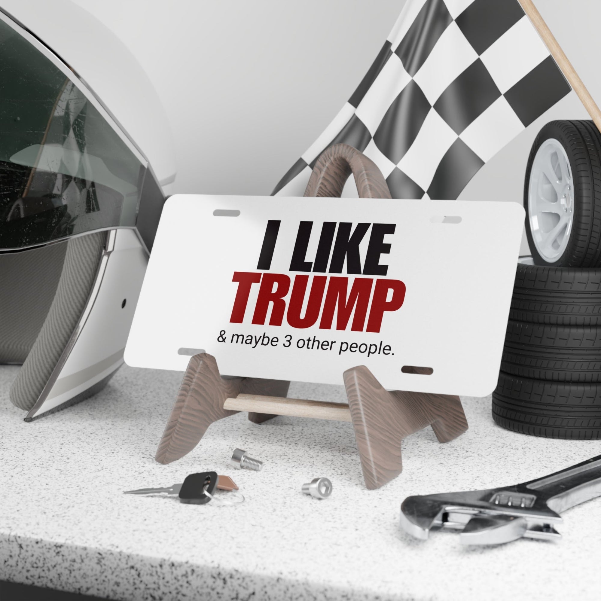 Funny Political Vanity Plate – "I Like Trump & Maybe 3 Other People" Printify