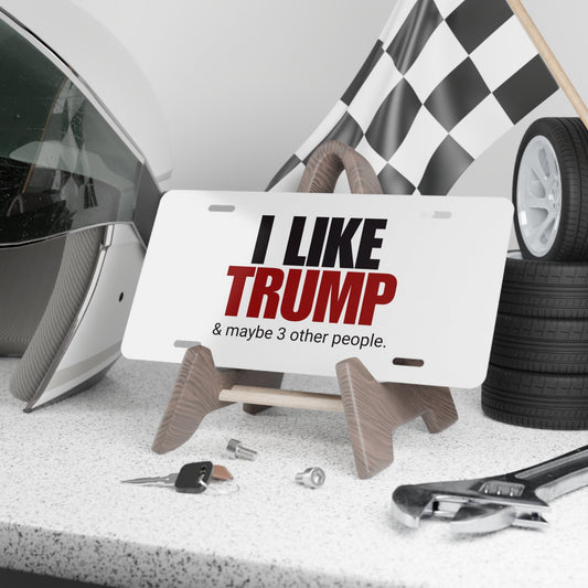 Funny Political Vanity Plate – "I Like Trump & Maybe 3 Other People" Printify