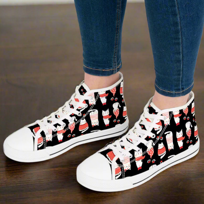Winter Cats Women's High Top Sneakers
