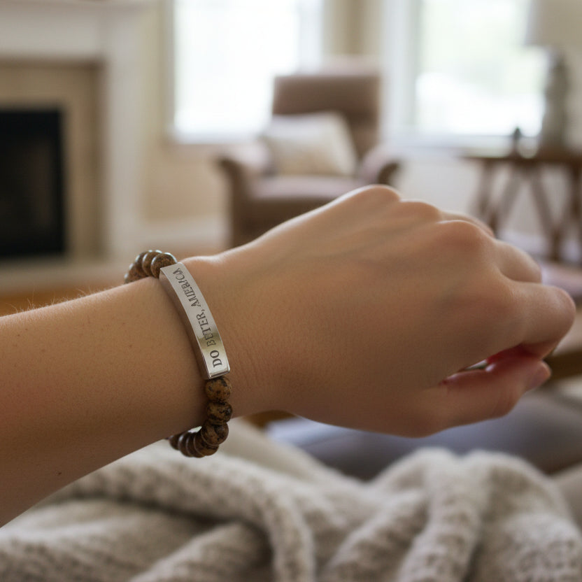 Do Better, America Bracelet – Engraved Stainless Steel Stretch Bracelet