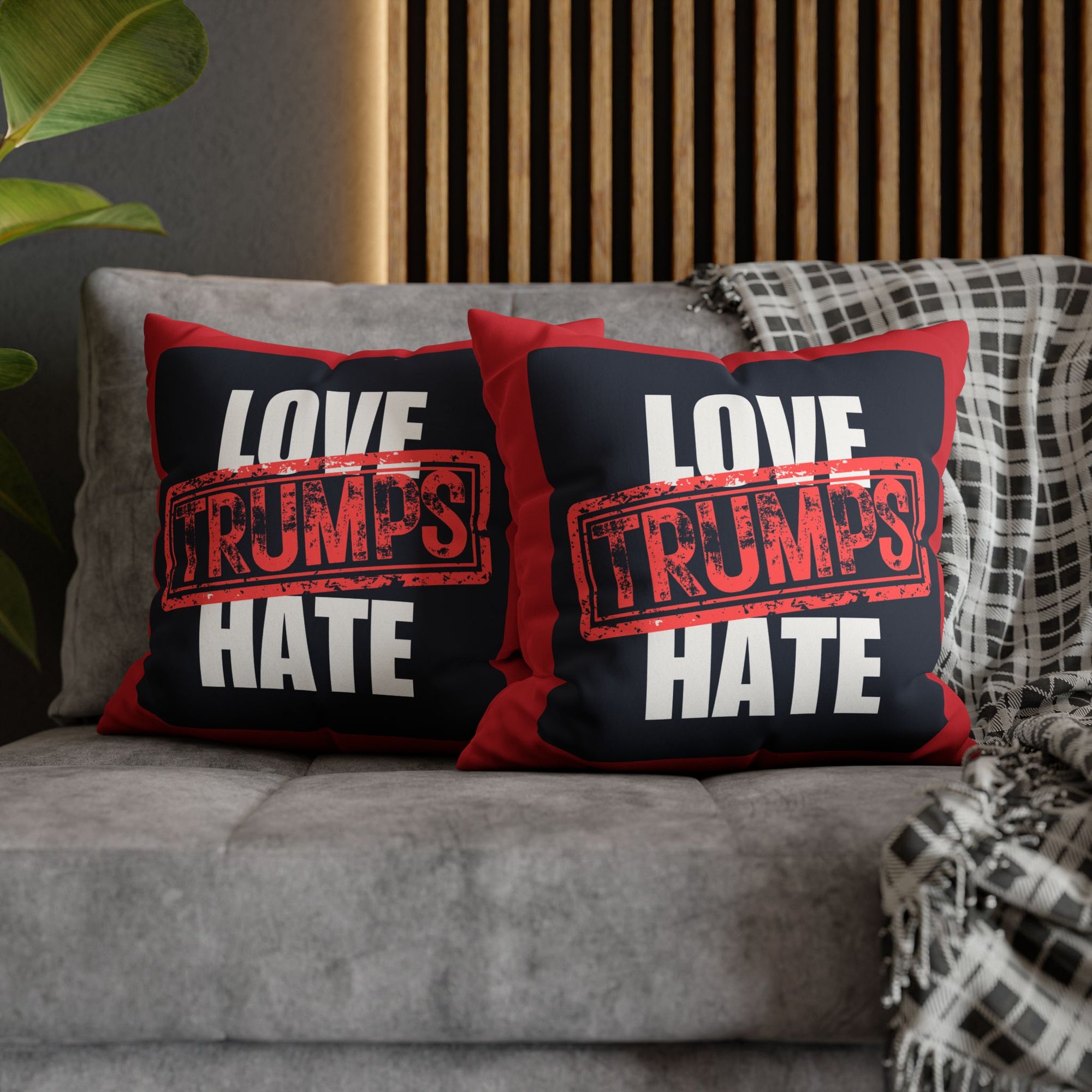 Love Trumps Hate Faux Suede Square Pillowcase - Cozy Decor for a Positive Vibe