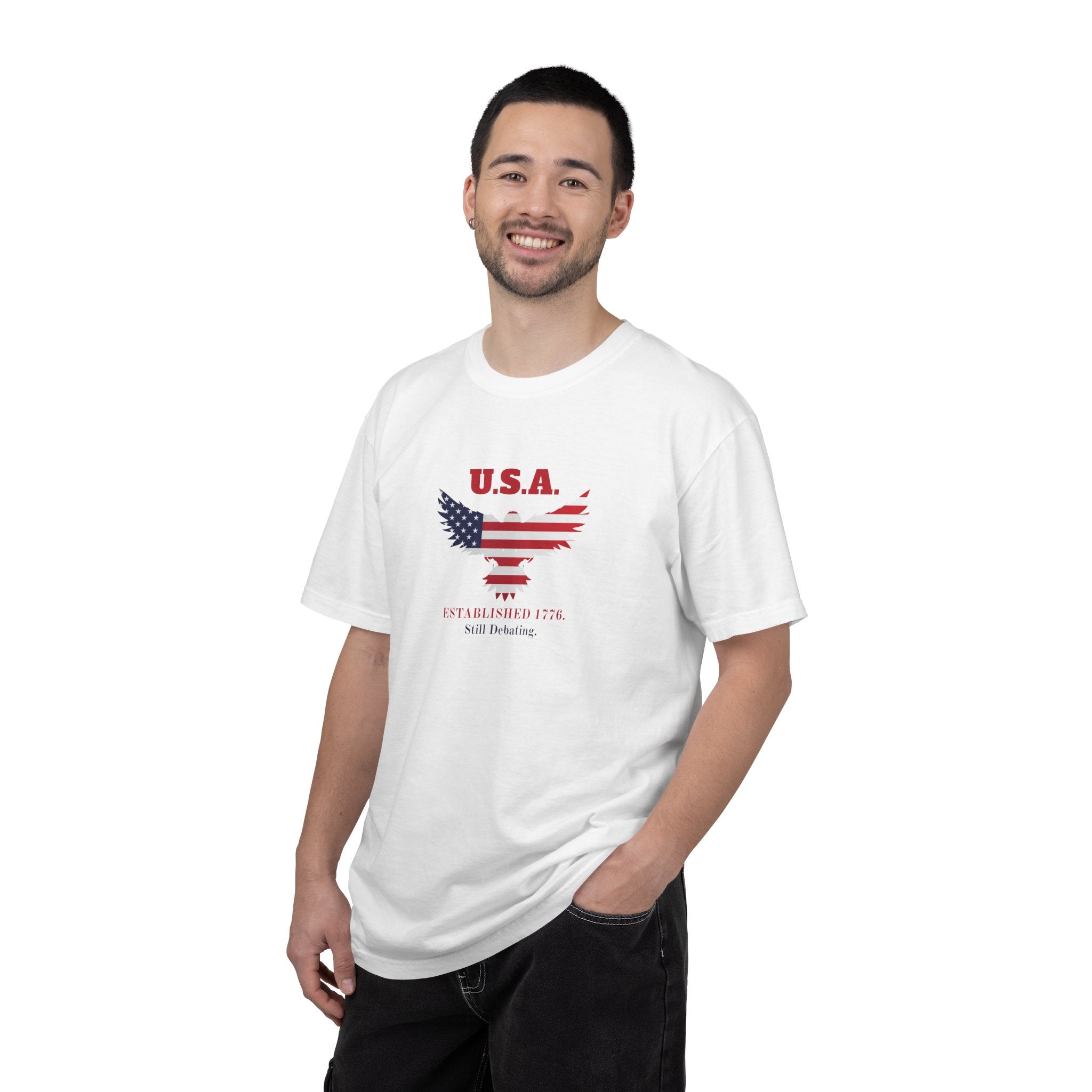 U.S.A. Still Debating Tee – Patriotic Humor Heavyweight Shirt