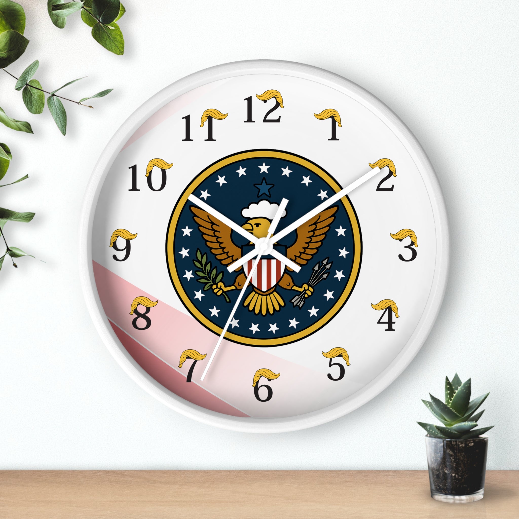 Political Parody Presidential Seal Wall Clock – 10" Round, White Frame & Hands