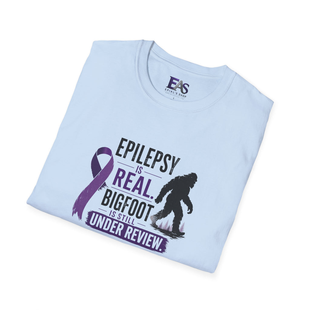 Epilepsy Awareness T-Shirt — "Epilepsy is Real" Purple Ribbon Bigfoot Design