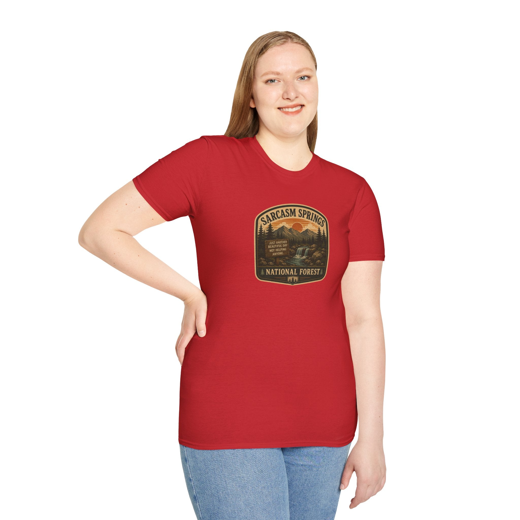 Sarcasm Springs National Forest Unisex T-Shirt | Funny Retro Outdoors Graphic Tee